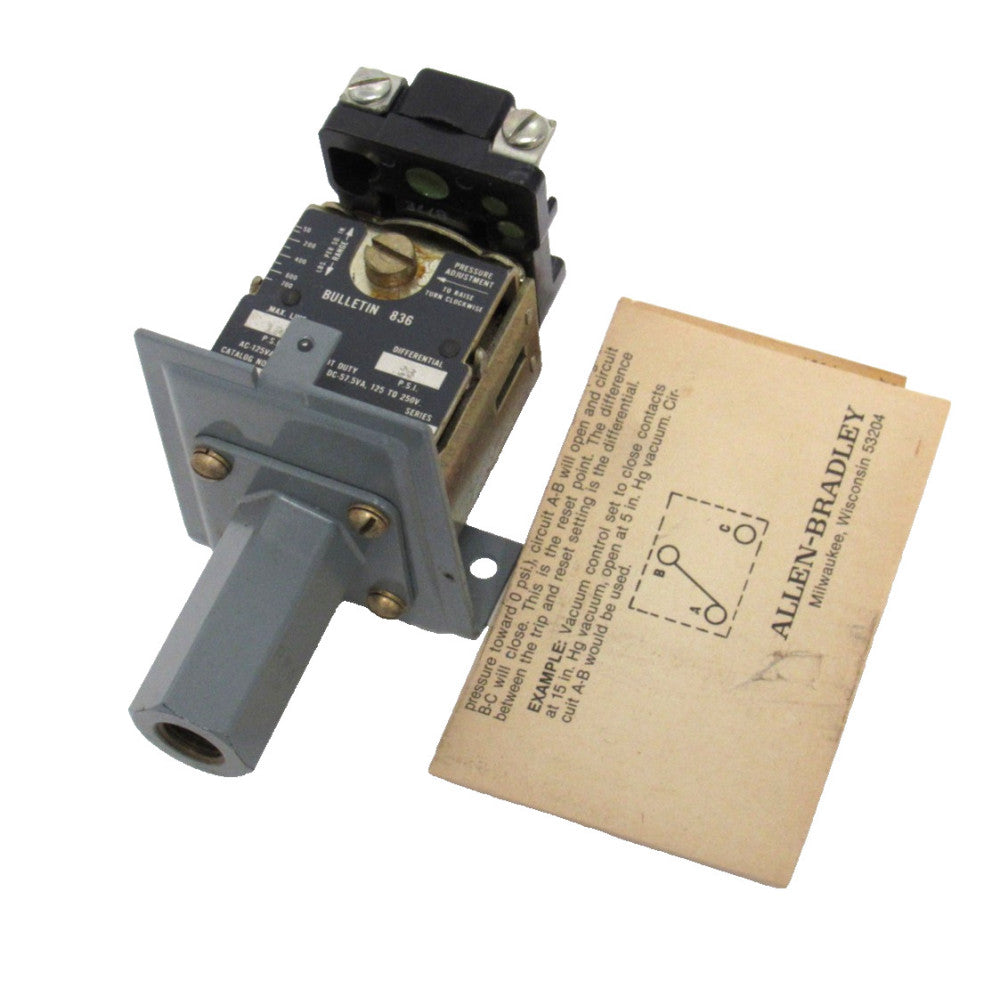 ALLEN BRADLEY 836-C11X112 PRESSURE SWITCH SER. A 836C11X112 NEW SURPLUS