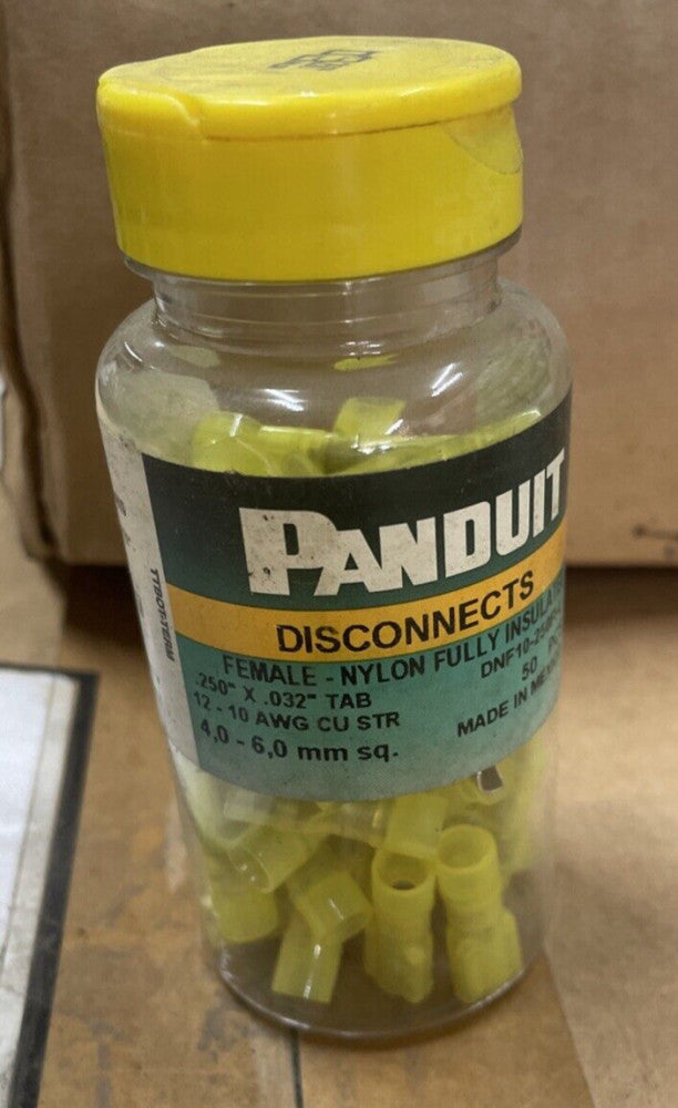 LOT OF 3 Panduit DNF10-250FI-L Female Disconnect,Yellow,12-10Awg,Pk50