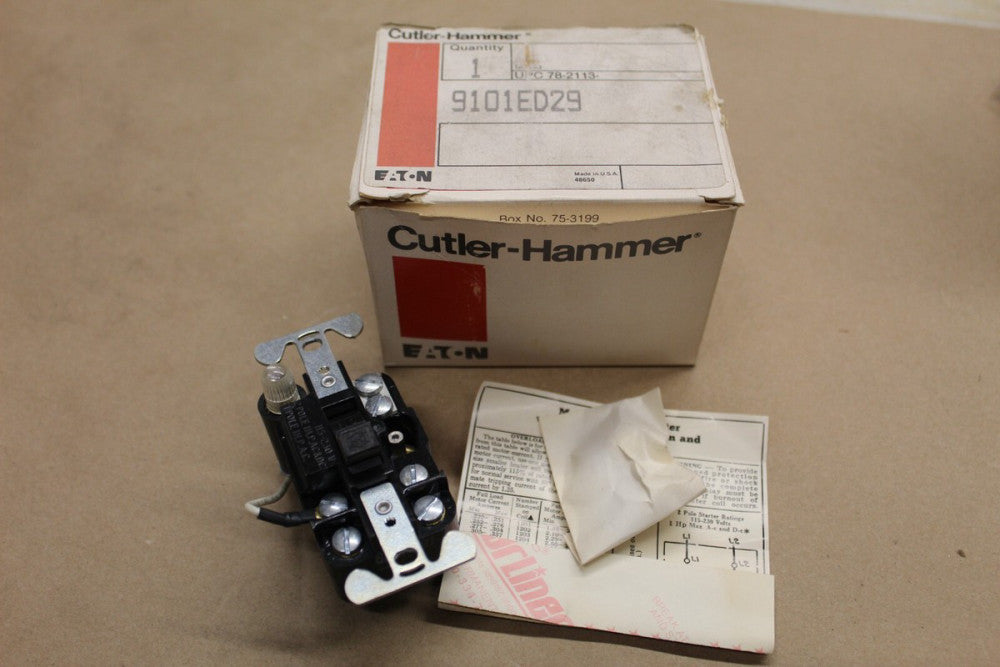 NOS Cutler Hammer 9101ED29 Manual Motor Starter w/ OL and Neon Light