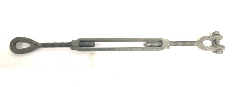 TURNBUCKLE EYE AND JAW 15" X 3/8" CAST IRON EYE ID 1/2" JAW ID 1/2"
