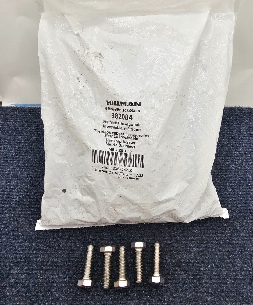 ( QTY 25 ) Hillman 882084: Hex Cap Screws M8-1.25 x 30