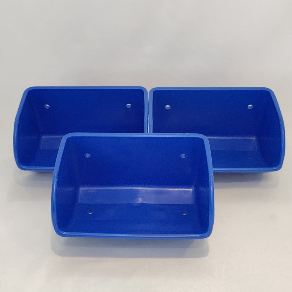 3pc Tapco 6" x 4" CCHD HDPE Heavy Duty Elevator Bucket, Vented, Blue New-No Box