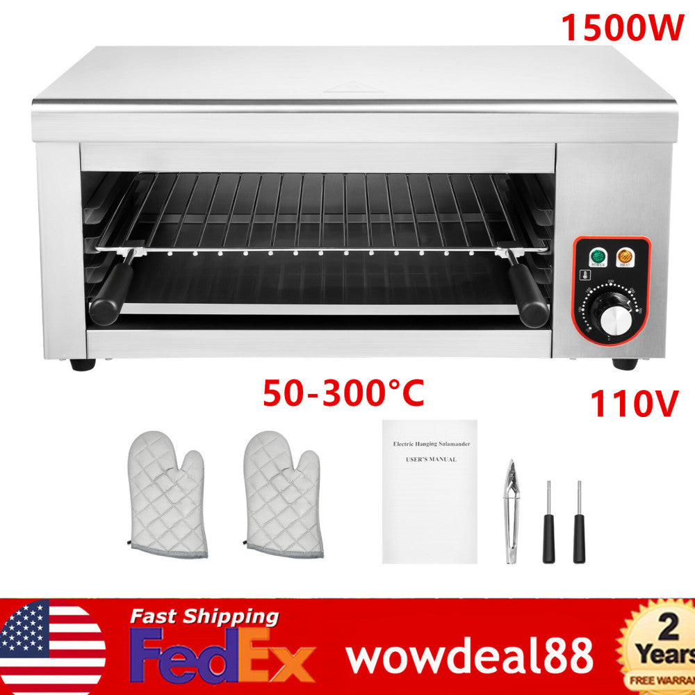 Electric Cheese Melter Salamander Broiler Restaurant Kitchen BBQ Food Gril 1500W