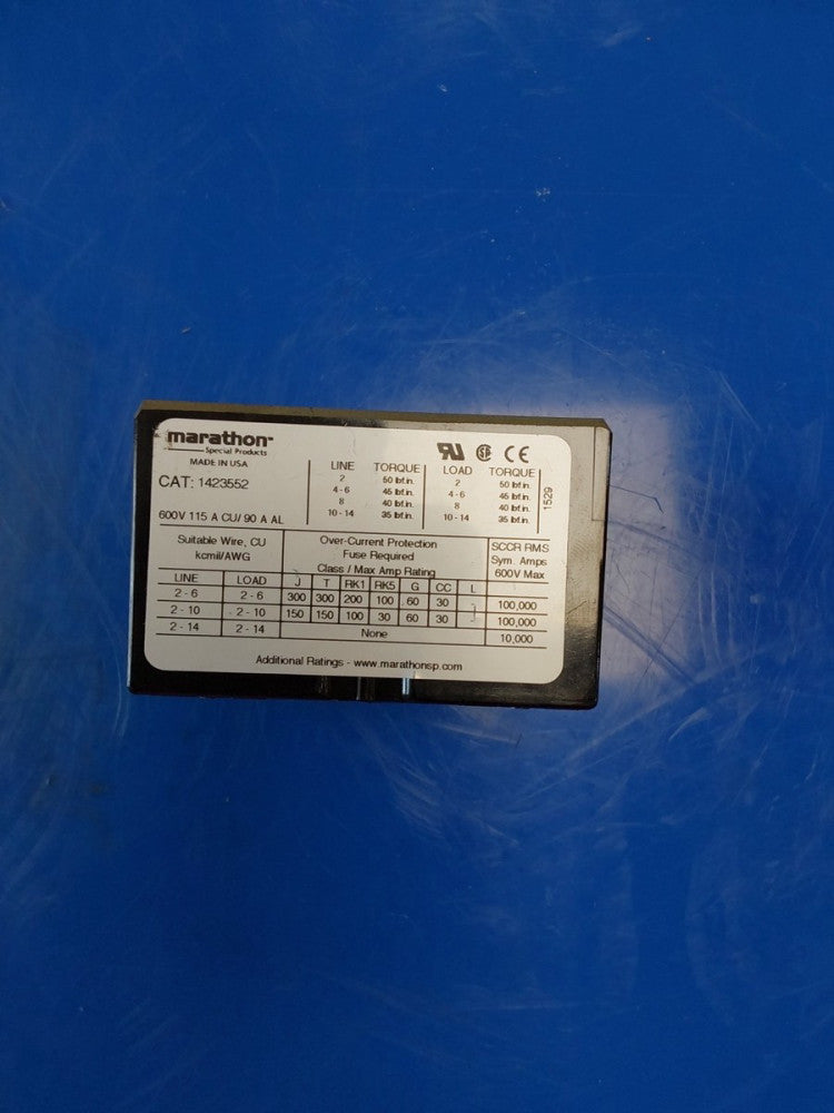 MARATHON SPECIAL PRODUCTS 1423552 Power Terminal Block, Panel Mount, Phenol