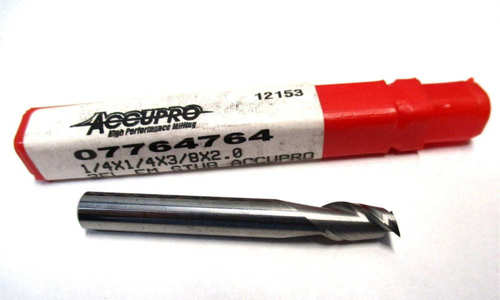 Made in USA (07764764) 1/4 x 3/8 x 2 2F SE CC RH Carbide Stub Square End Mill