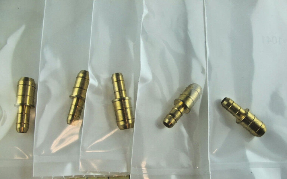 (5) 3/16” X ¼” Hose Barb Mender Union Splicer Brass Fitting Gas Fuel Water [A2S4