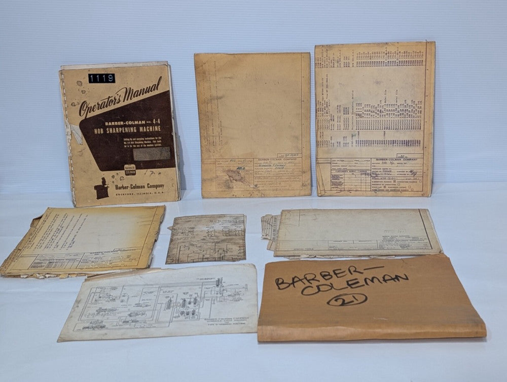 Barber Colman No. 4-4 Hob Sharpening Machine Operations Manual, Parts List, more
