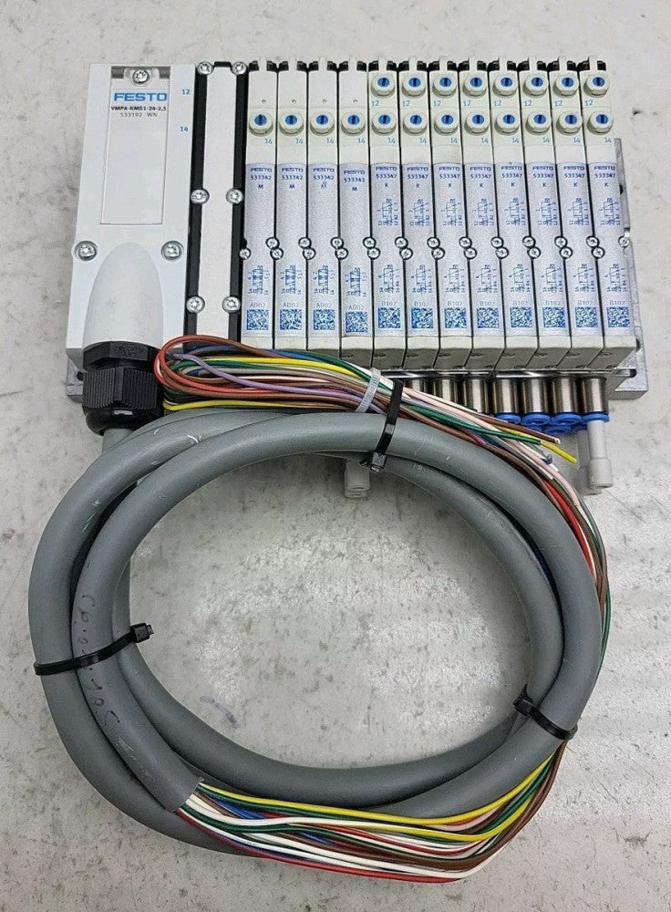 Festo VMPA-KMS1-24-2,5 Manifold Connecting Cable With 12 Valves On Block Used