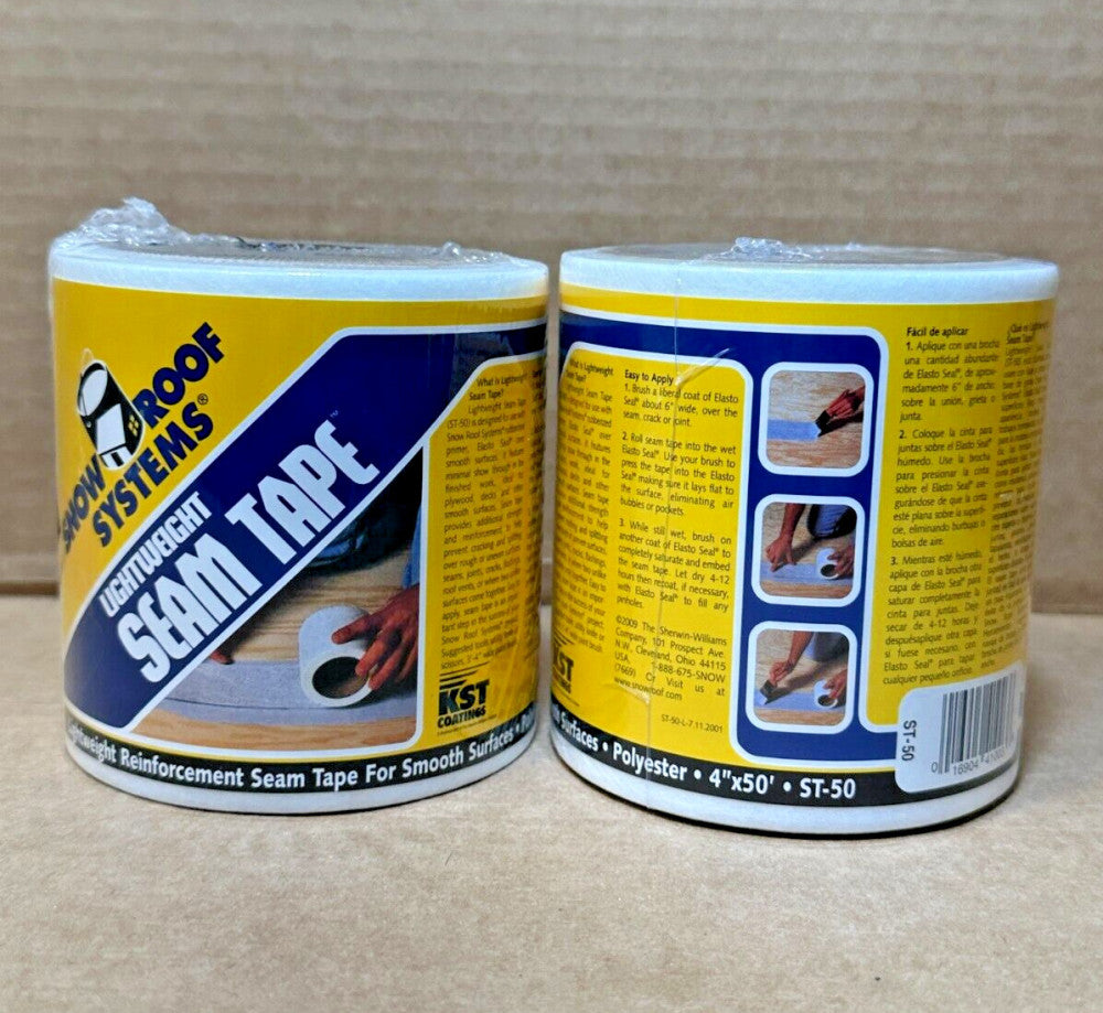 (Lot of 2) Snow Roof Systems ST-50 LIGHTWEIGHT SEAM TAPE 4" x 50' Polyester