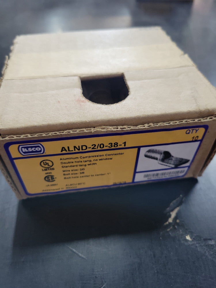 New! Box of 13 ILSCO ALND-2/0-38-1 Aluminum Compression Connector