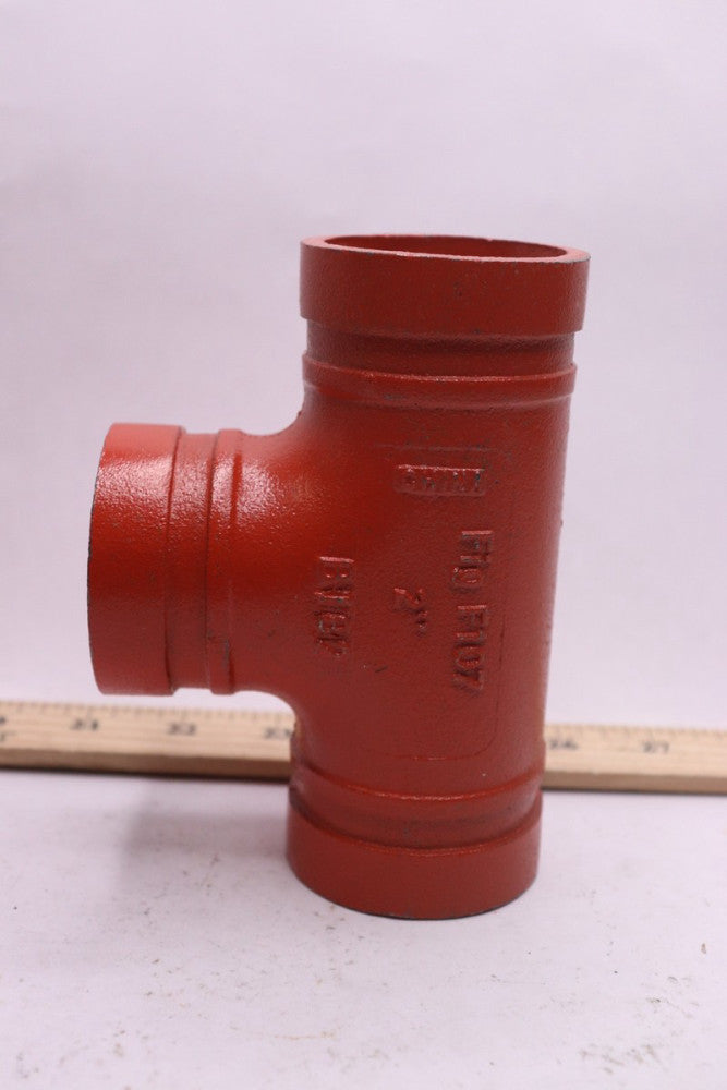 Gemlock Grooved Tee Fittings Short Pattern Orange 2" F107