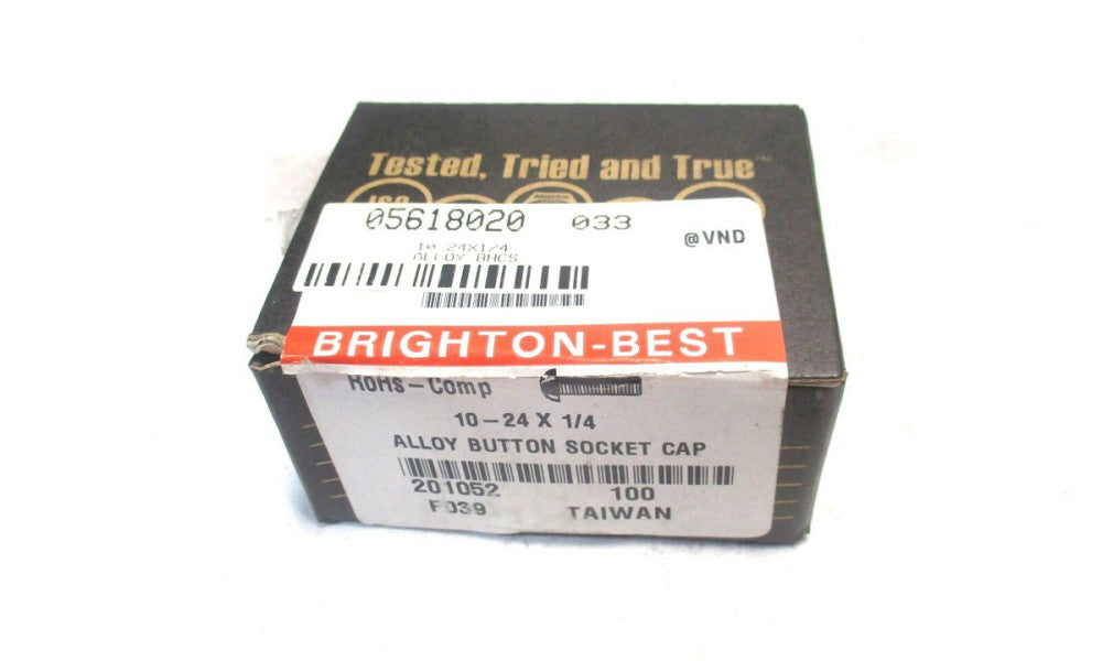 Brighton (201052) #10-24 UNC 1/4" OAL 1/8" Hex Button Cap Screw - Lot of 100