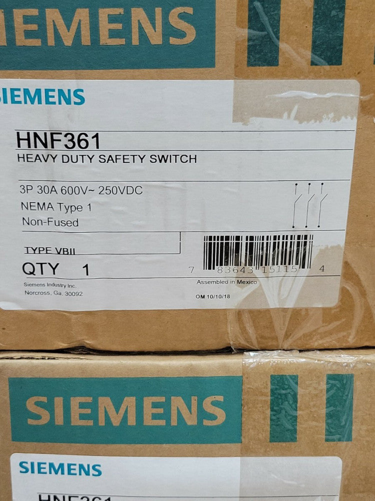 1 NEW Siemens HNF361 New  Single Throw Heavy Duty Safety Switch