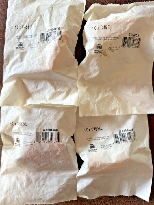 (Lot of 4) 1-Pack Mueller 1" C x C SR 45 Elbow W 03044CB Copper Solder Joint