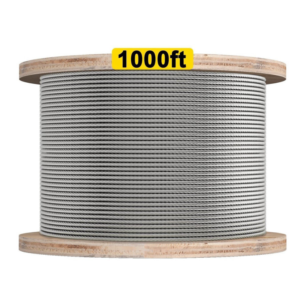1000 FT 1/8 T316 Stainless Steel Wire Rope for Cable Railing Kit, Marine Grad...