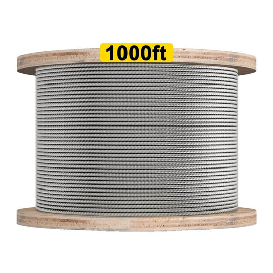 1000 FT 1/8 T316 Stainless Steel Wire Rope for Cable Railing Kit, Marine Grad...