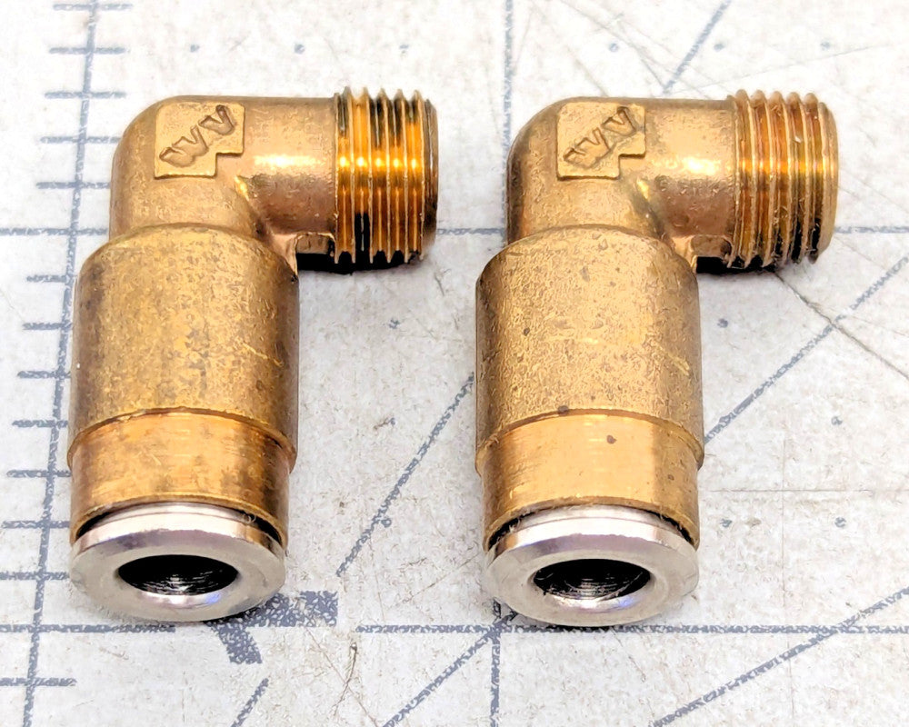 (2) 6mmX M10X1 Push-Lock Brass Elbow High Pressure Air Central Lubrication [D2S3