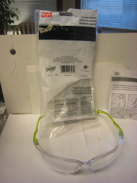3M Sccs01sgaf-Grn Safety Glasses, Ccs, Clear Anti-Fog, Anti-Scratch Lens,
