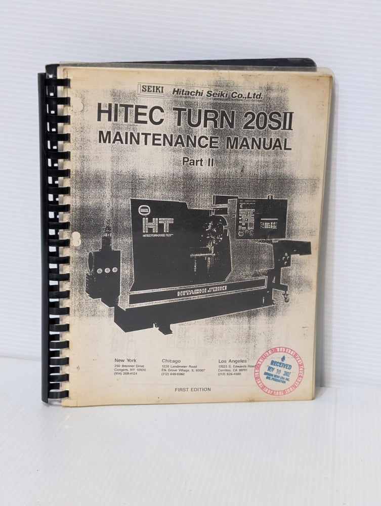 Hitachi Seiki Hitec Turn 20SII Maintenance Manual Part II(2), 1st Edition, bound