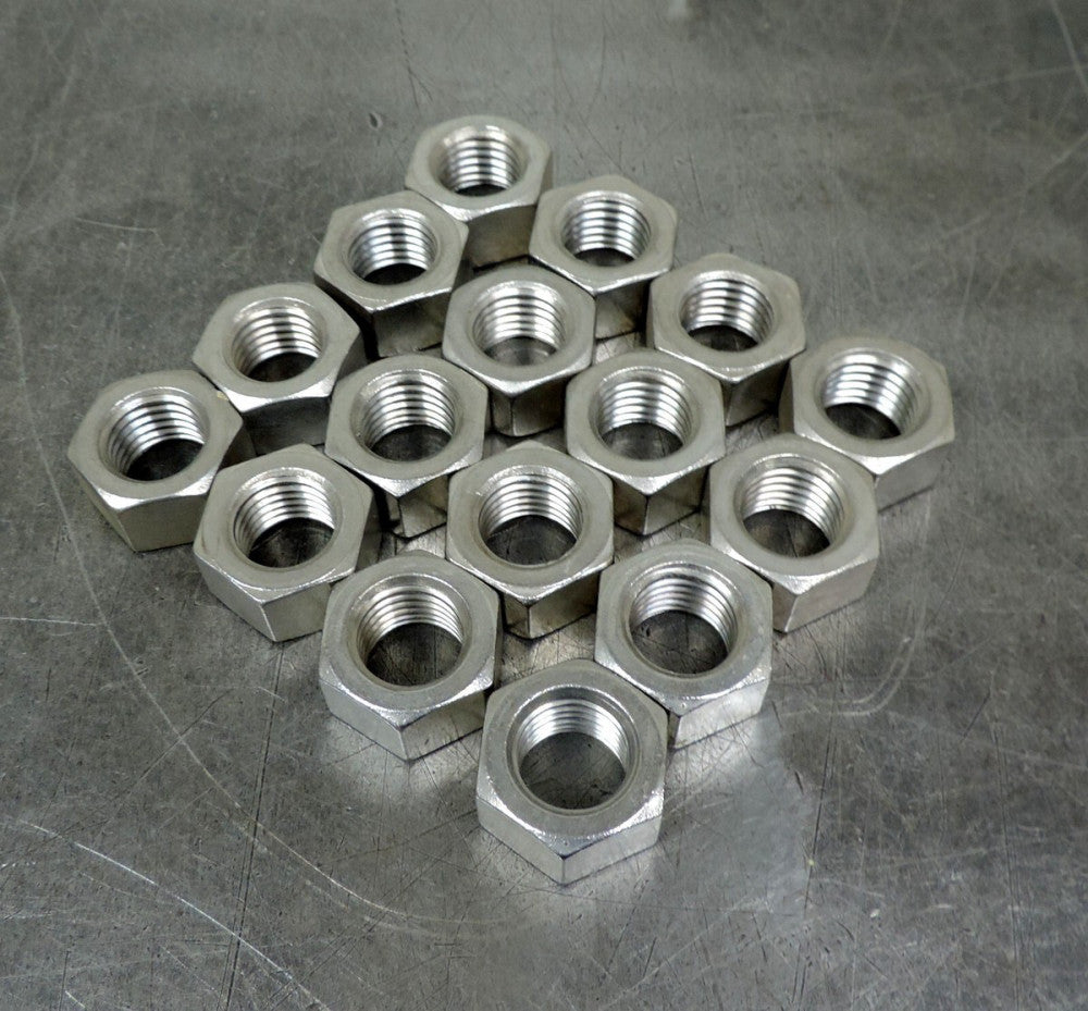Stainless Steel SS 1" SAE Hex Nut Lot of Sixteen (16)