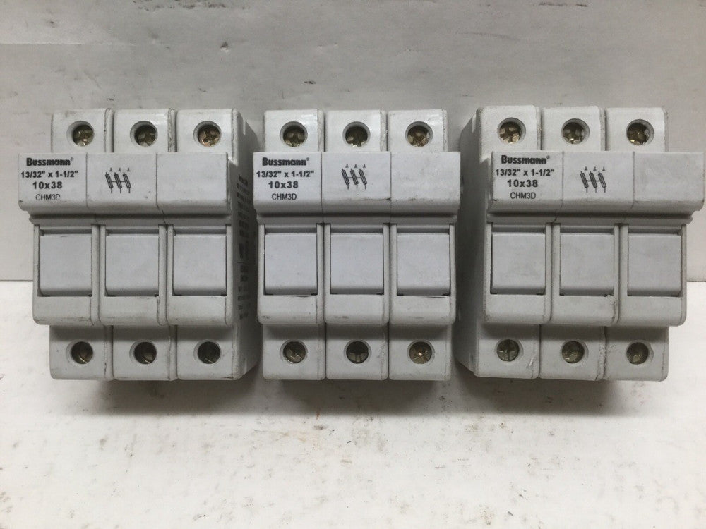 Bussman CHM3D CHM Series 3 Pole Fuse Holder 600V 30A 13/32” X 1 1/2” (Lot of 3)