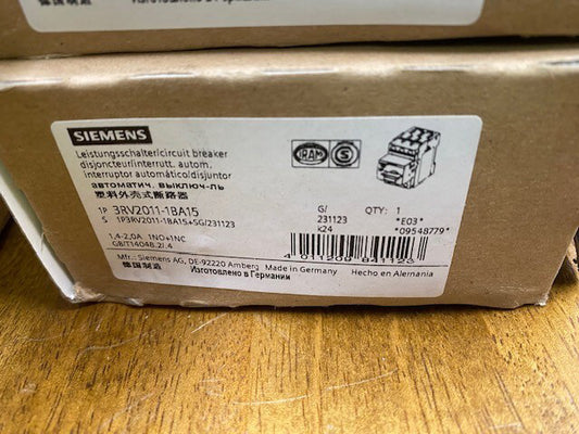3RV2011-1BA15 Siemens Circuit Breaker 3RV20111BA15 (NEW)