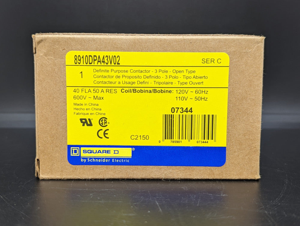 Square D 8910DPA43V02 40A 3P 120VAC DP Contactor New In Box USA