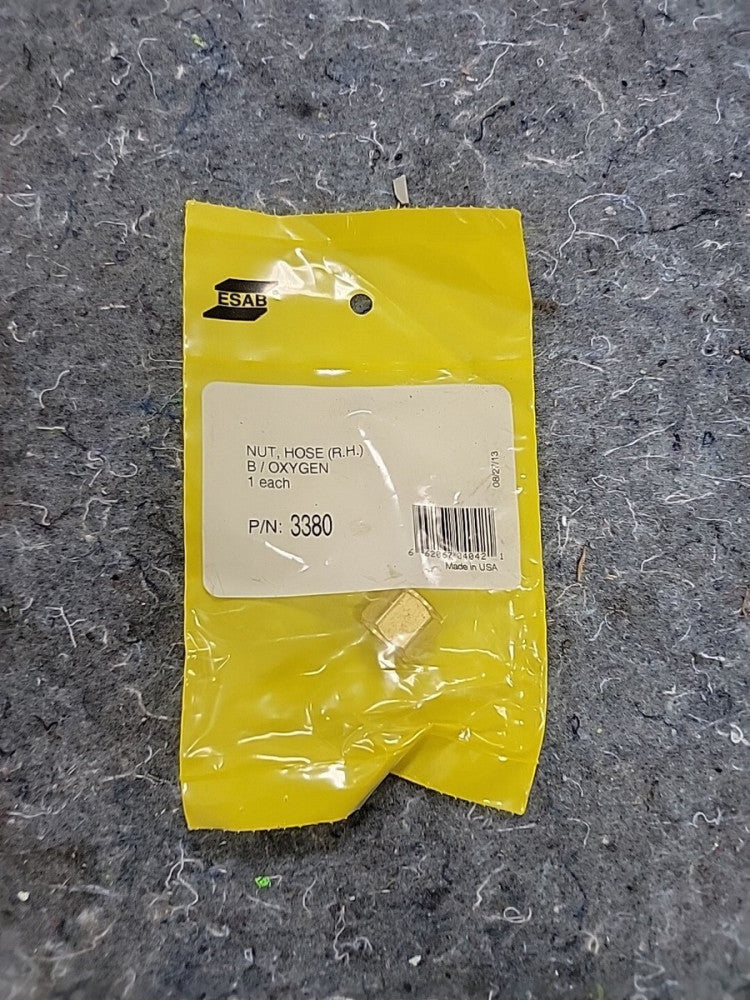 ESAB BRASS HOSE NUT RH BRASS P/N 3380 OXYGEN