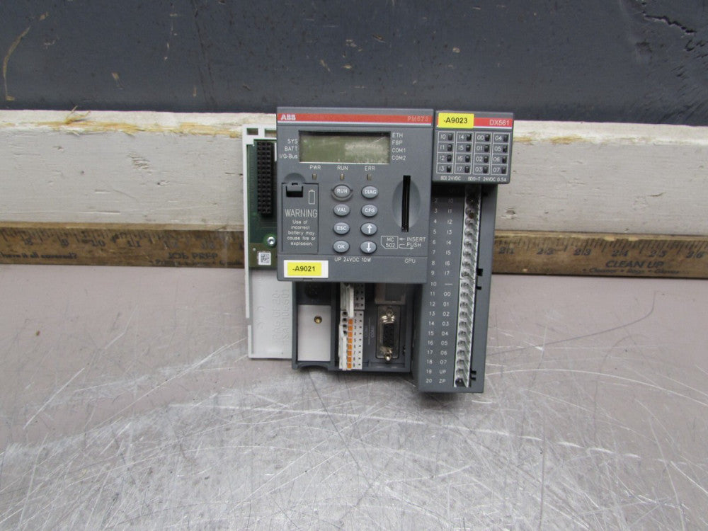 ABB PM573-ETH A5, CPU  MODULE 1SAP130300R0271, W/DX561 & BASE, GOOD TAKEOUT!