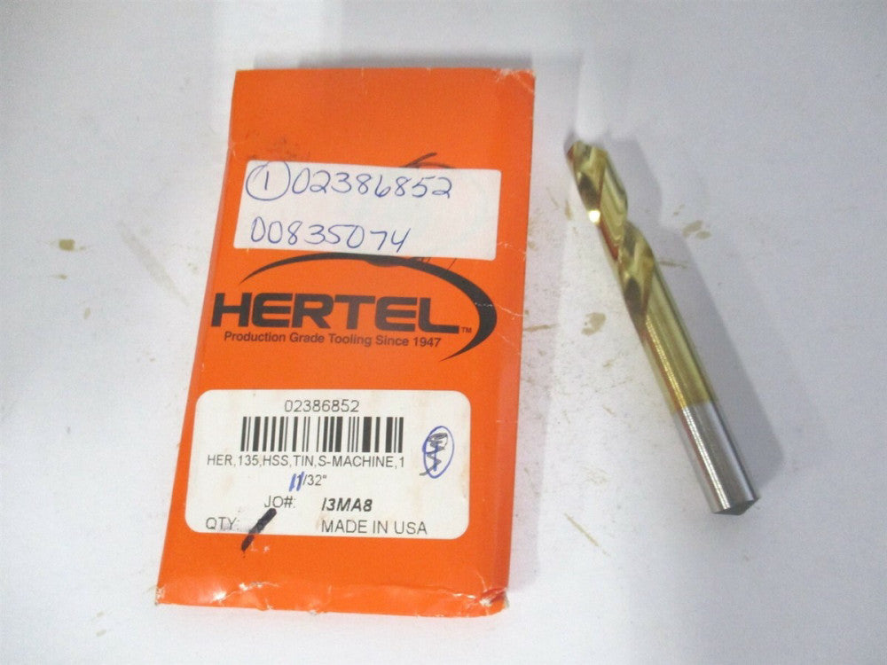 (2386852) 11/32 x 1-11/16 x 3" OAL 135° Spiral Flute HSS Screw Machine Drill Bit