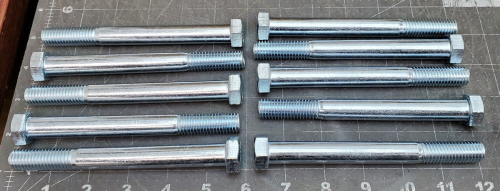(QTY 10) 9/16"-12 x 5 1/2" Zinc Plated Steel Coarse Thread Hex Cap Screws [C3S5 
