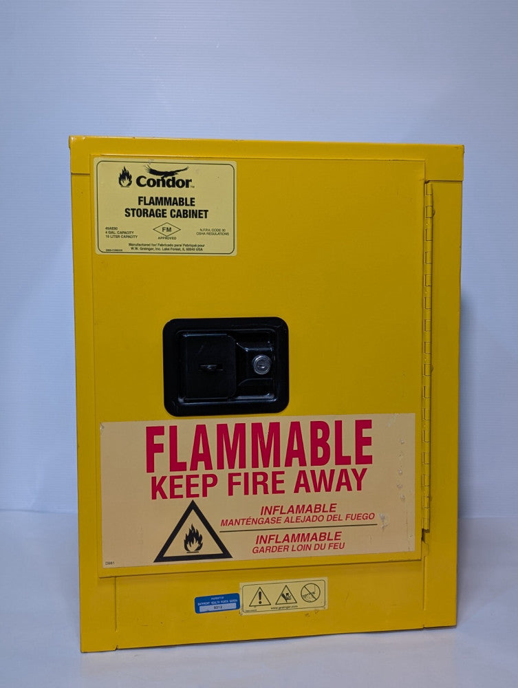 Condor 45AE90 Flammable Storage Cabinet, 4 Gallon Capacity, Double Wall Steel