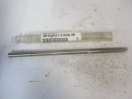 (433-0.2685) 0.2685" x 1-1/2" x 6" Straight Shank HSS 6-Flute Chucking Reamer 
