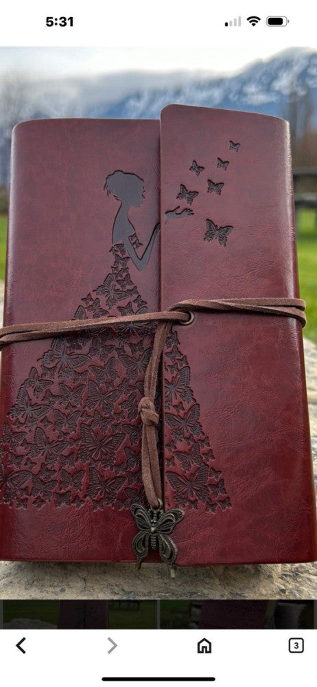 Retro Faux-Leather Butterfly Girl Scrapbook Any Special Day /Refillable Notebook