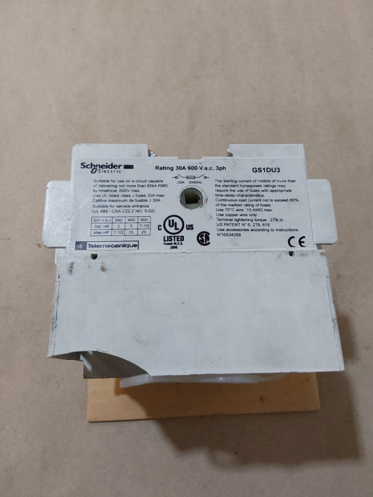 Schneider Electric Disconnect Switch GS1DU3 30 A 600 V 3PH