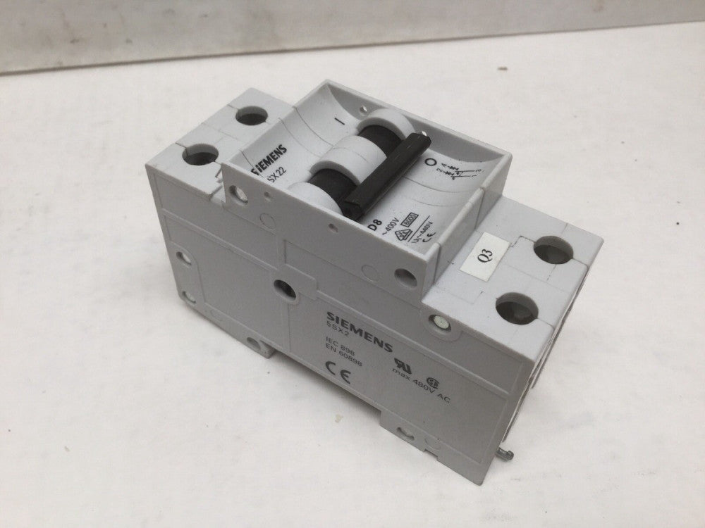 SIEMENS 5SX22 D8 2 Pole Circuit Breaker