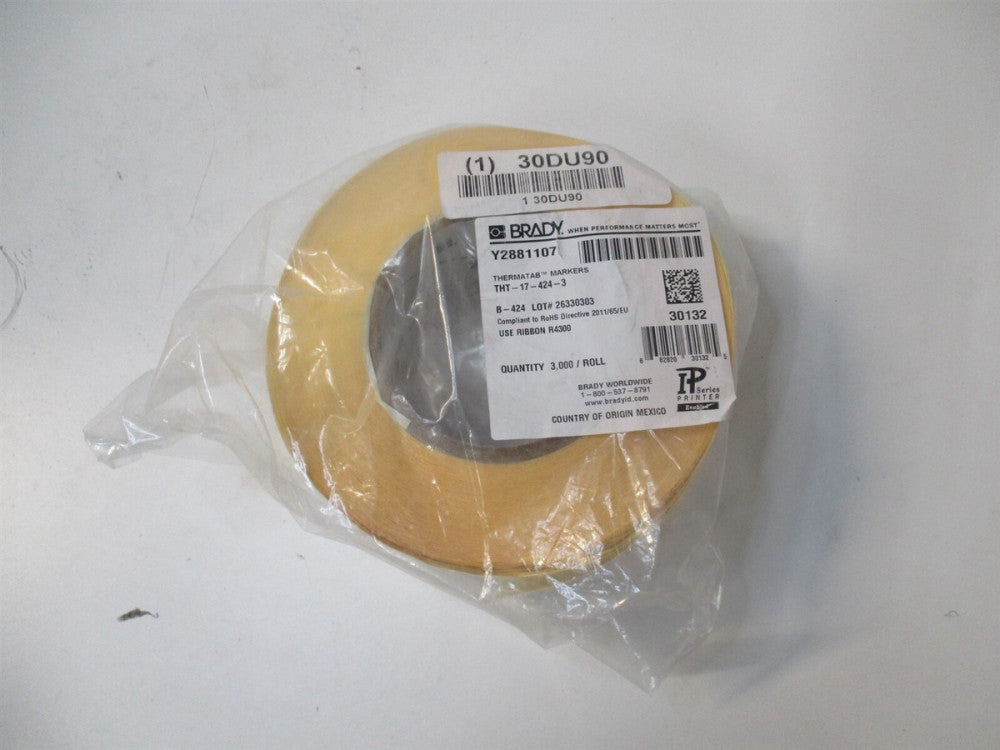 Brady (THT-17-424-3) 2" x 1" White Paper Wire Marker Roll - 3000 Stickers 