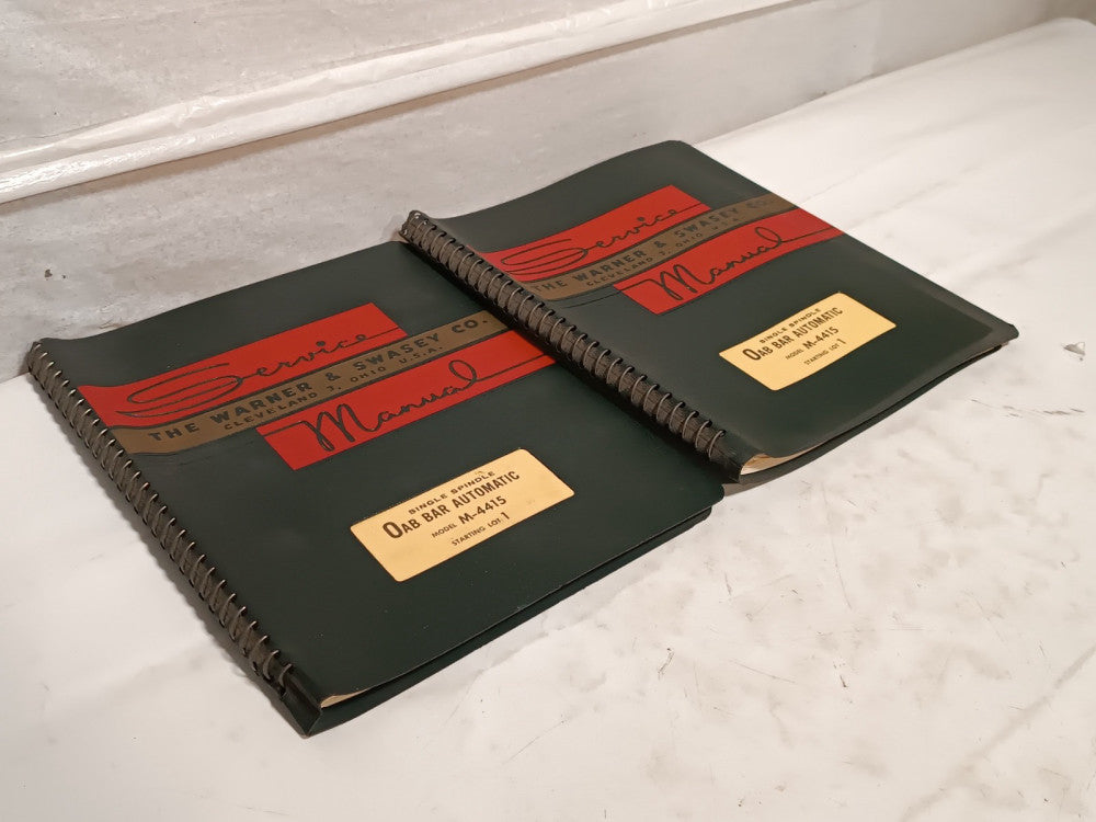 Lot of 2 Warner & Swasey M4415 OAB Single Spindle Bar Automatic Service Manuals