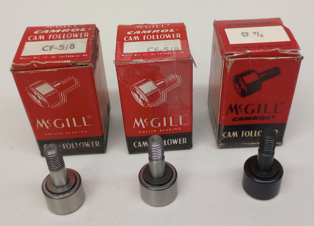 McGill CF-5/8 No Plug Cam Follower 5/8" Roller OD 7/16" Roller Width (Pack of 3)