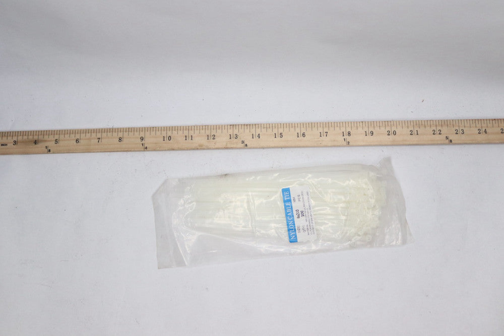 (100-Pk) Self-Locking Cable Tie White Nylon 4mm x 200mm
