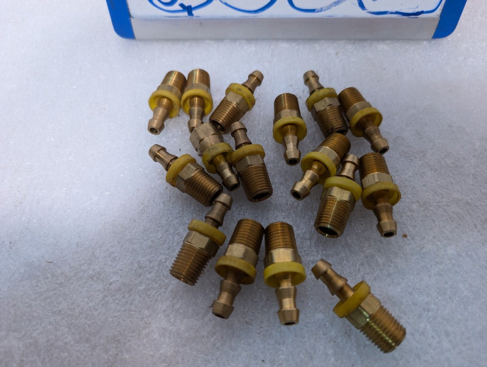 Lot of 16 MSC Push-On Hose Male Connector, Brass, NPTF to Barb