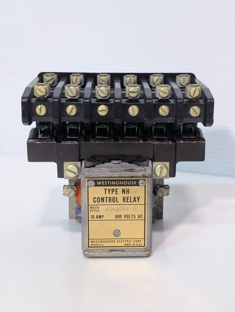 Westinghouse NH60 Control Relay, 10A, 600vac, Mechanical Style 1740791-D