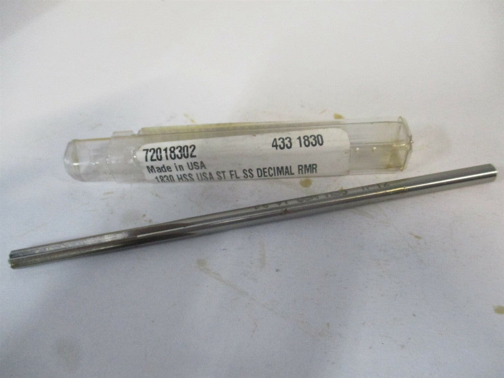 (433-0.1830) 0.183" x 1-1/8" x 4-1/2" OAL Straight Shank HSS 6Fl Chucking Reamer