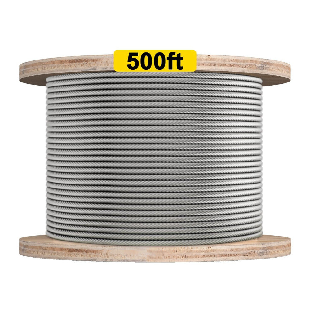 3/16 Wire Rope, 500Ft T316 Stainless Steel Cable 3/16 Inch, 7x19 Strands Brai...