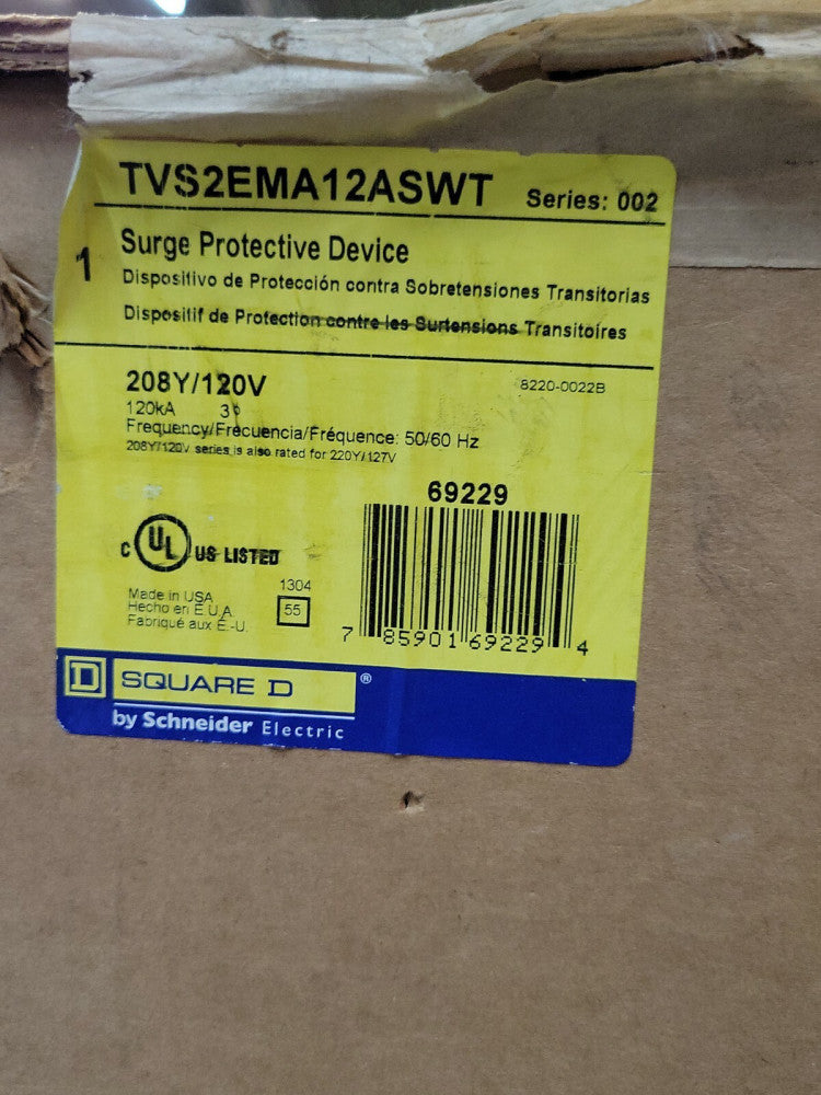 1 NOS Square D TVS2EMA12ASWT Transient Voltage Surge Suppressor 120kA, 208Y/120V