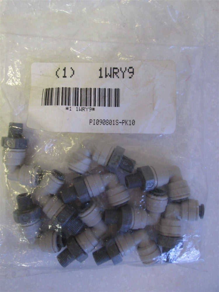 Lot of 10 John Guest 90 Swivel Elbow, 1/4 in. Tube, 1/8 BSPT Gray