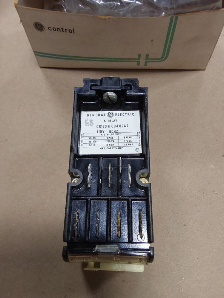 GE GENERAL ELECTRIC K RELAY CR120K00402AA 115V COIL 5AMP 