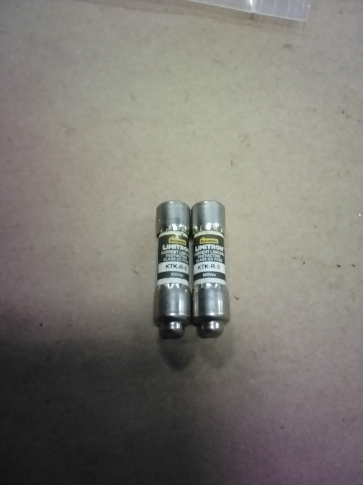 BUSSMANN LIMITRON KTK-R-5 FUSE 5 AMP 600VAC, LOT OF 2