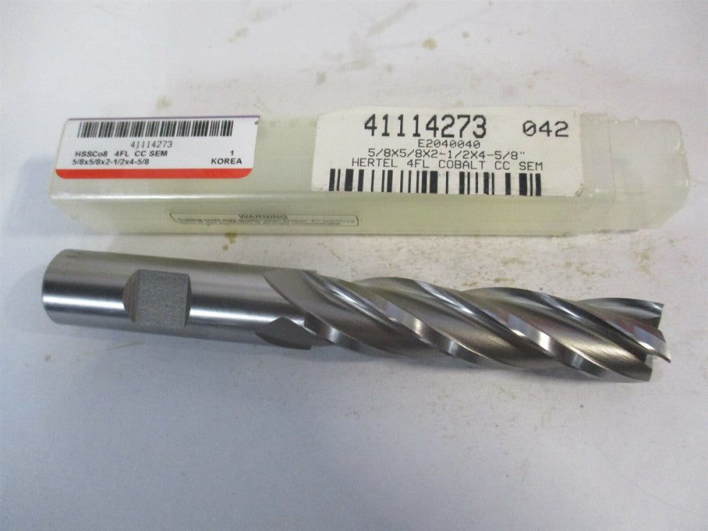 (E2040040) 5/8" x 2-1/2" x 5/8" x 4-5/8" OAL 4 Flute Cobalt Square End Mill 