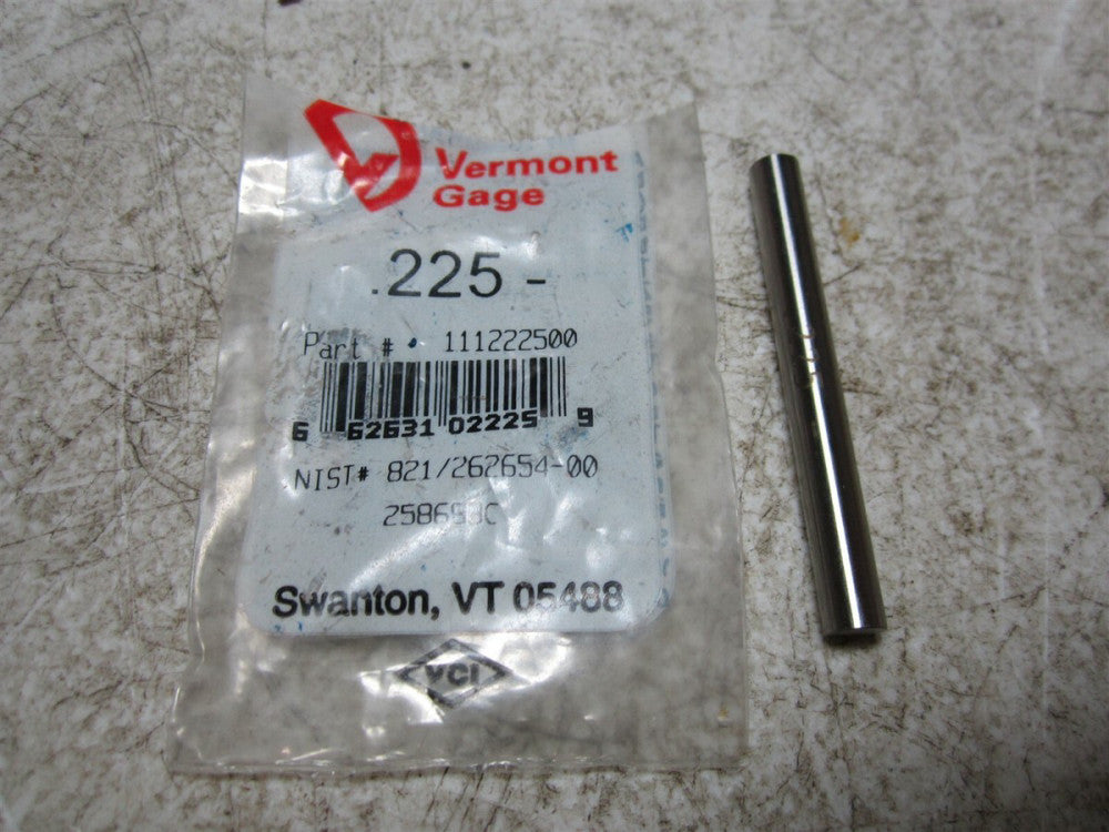 Vermont Gage (111222500) 0.225 Diameter Class ZZ Pin Gage